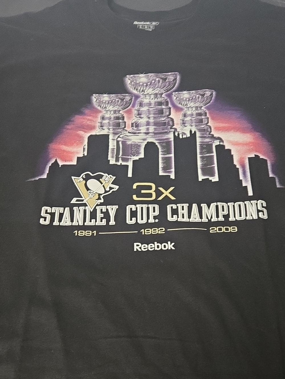 Reebok Black Pittsburgh Penguins 3x Stanley Cup Champions Graphic Tee